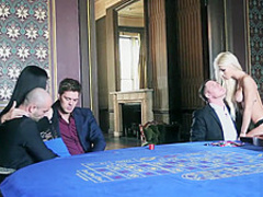 Blonde babe takes the winning cock deep inside her