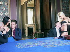 Blonde babe takes the winning cock deep inside her