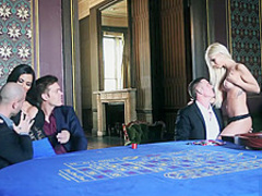 Blonde babe takes the winning cock deep inside her