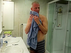 My step sister with big tits fucks grand dad gives him titjob and handjob