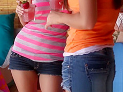 Elegant women finger and stroke tight pink pussy