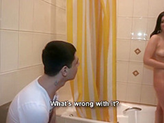 Brunette sucks and fucks with passion for cash