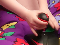 Gamer girl has a good time with her natural pussy