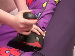 Gamer girl has a good time with her natural pussy