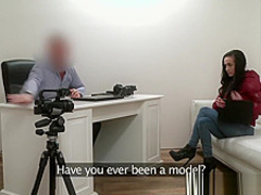 Fake Agent Naughty Office blowjob for lucky agent before fucking model