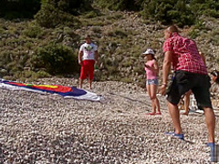 Naughty group sex tournament on the beach part 1