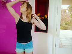 Tiny teen feeds on cum to get taller