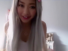 hot asian cosplay babe fuck her tight pussy with dildo
