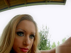 Stunning blonde Melanie spreads her legs for cum