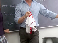 Brunette students with big titties rides teachers large dong