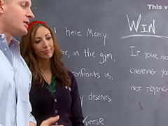 Brunette students with big titties rides teachers large dong