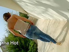 Tina Hot gargles with cum after double penetration