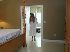 Spying on stepmom Alyssa Lynn and gets fucked by asian babysitter Alina Li