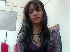 Small Latina opens her legs for a big dick inside