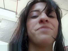 Small Latina opens her legs for a big dick inside