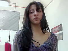 Small Latina opens her legs for a big dick inside