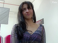 Small Latina opens her legs for a big dick inside