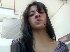 Small Latina opens her legs for a big dick inside