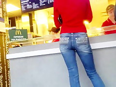 Thin sexy blonde's ass