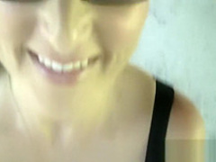 Cute bespectacled housewife gets a wood facial