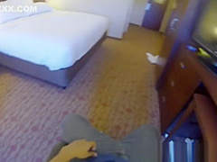Hotel room spy glasses fuck