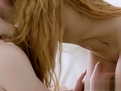 Slender Russian painted white after a blowjob