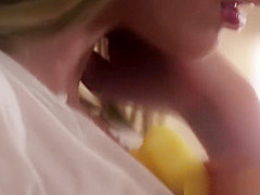 Cutie in the kitchen opens her legs to rub her bits