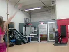 Teen chick at the gym fingered and fucked good