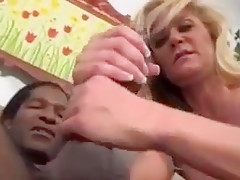 Blonde Mature Cougar MILF Sucking Big Black Cock