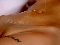 Massage Rooms Tall lesbian Russian model has her sweet shaved pussy fucked