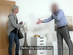 Fake Agent Hot short haired blonde model fucked doggy style on desk