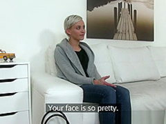 Fake Agent Hot short haired blonde model fucked doggy style on desk