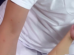 Massage Rooms Sexy big tits brunette sucks fat cock before hard deep fuck