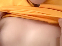 Young hottie bounces on a long rod