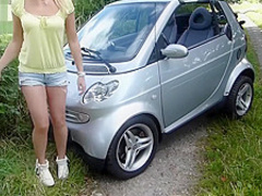 German blonde gets a cum load on a field road