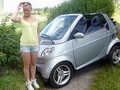 German blonde gets a cum load on a field road