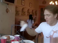 Barely legal girls pair together to please two cocks