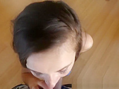 Railed little teen sucks