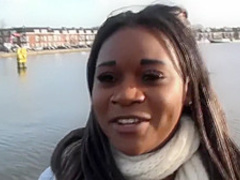 Amateur black babe loves a white dick