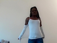 Amateur black babe loves a white dick