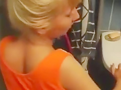 Blonde slutty girl fucked from behind and swallows