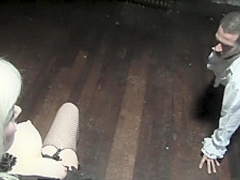 Man on a chain fucked by blonde mistress