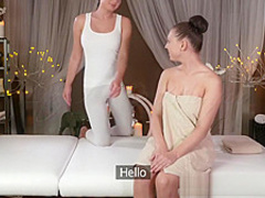 Massage Rooms Big natural tits lesbian gives teen client a deep orgasm