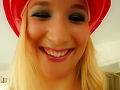 Blonde firefighter takes a big cock in her pussy