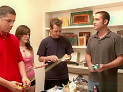 Raunchy gangbang action starring sexy Jennifer White