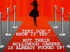 Hiding from the rain a brunette is trapped!