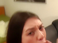 Black haired Euro slut gets a lovely facial