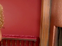 Blonde babe in stockings receives anal