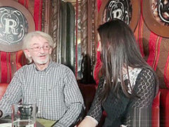 Sexy teen likes to get fucked by grandpa the old man cums on her tits