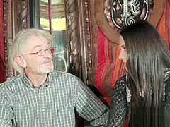 Sexy teen likes to get fucked by grandpa the old man cums on her tits